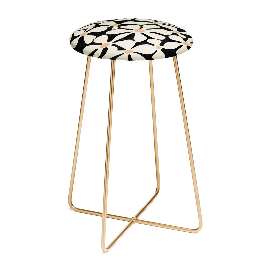 DorisciciArt Midnight Bohemian Floral Counter Stool