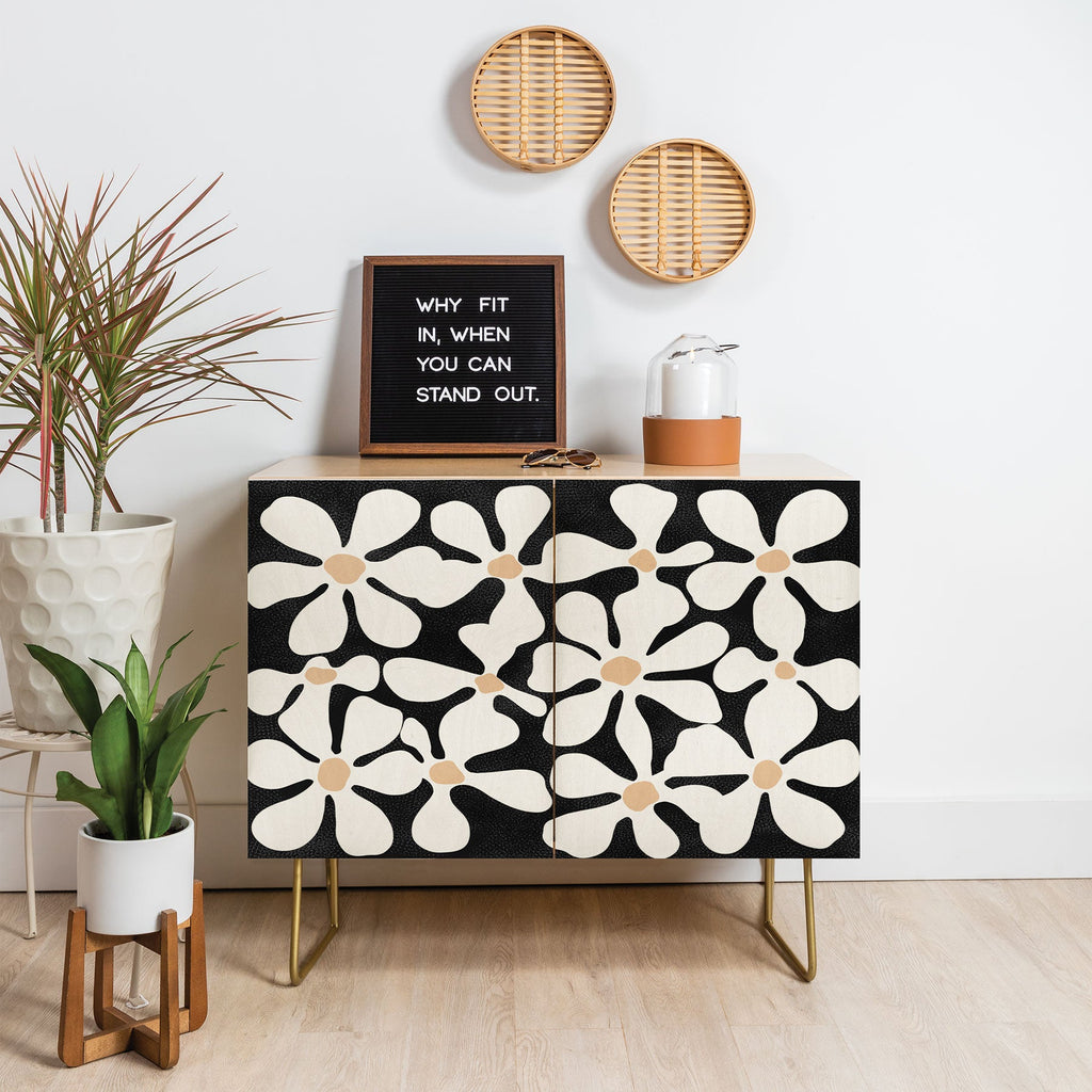 DorisciciArt Midnight Bohemian Floral Credenza