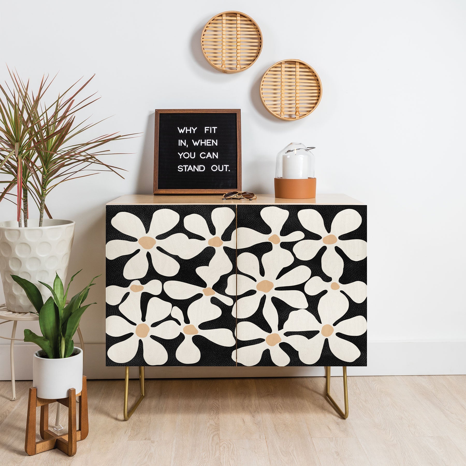 DorisciciArt Midnight Bohemian Floral Credenza