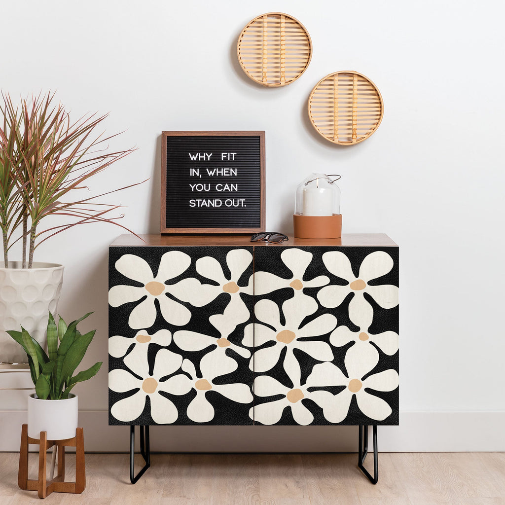 DorisciciArt Midnight Bohemian Floral Credenza