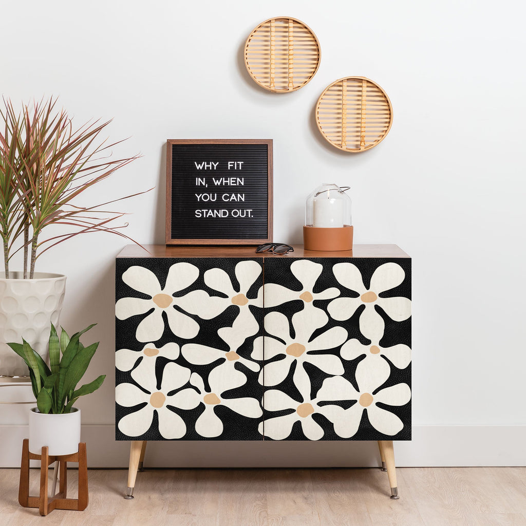 DorisciciArt Midnight Bohemian Floral Credenza