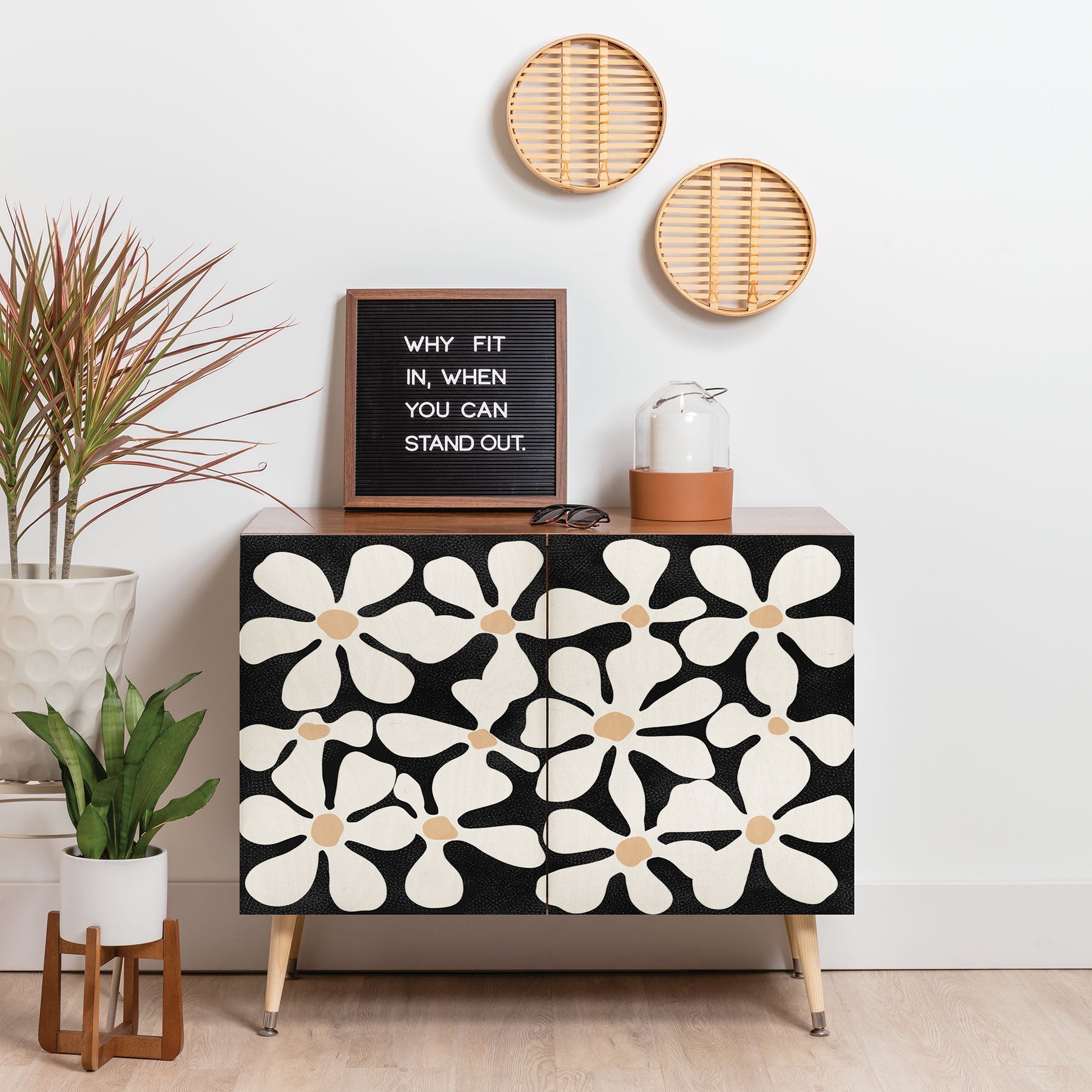 DorisciciArt Midnight Bohemian Floral Credenza