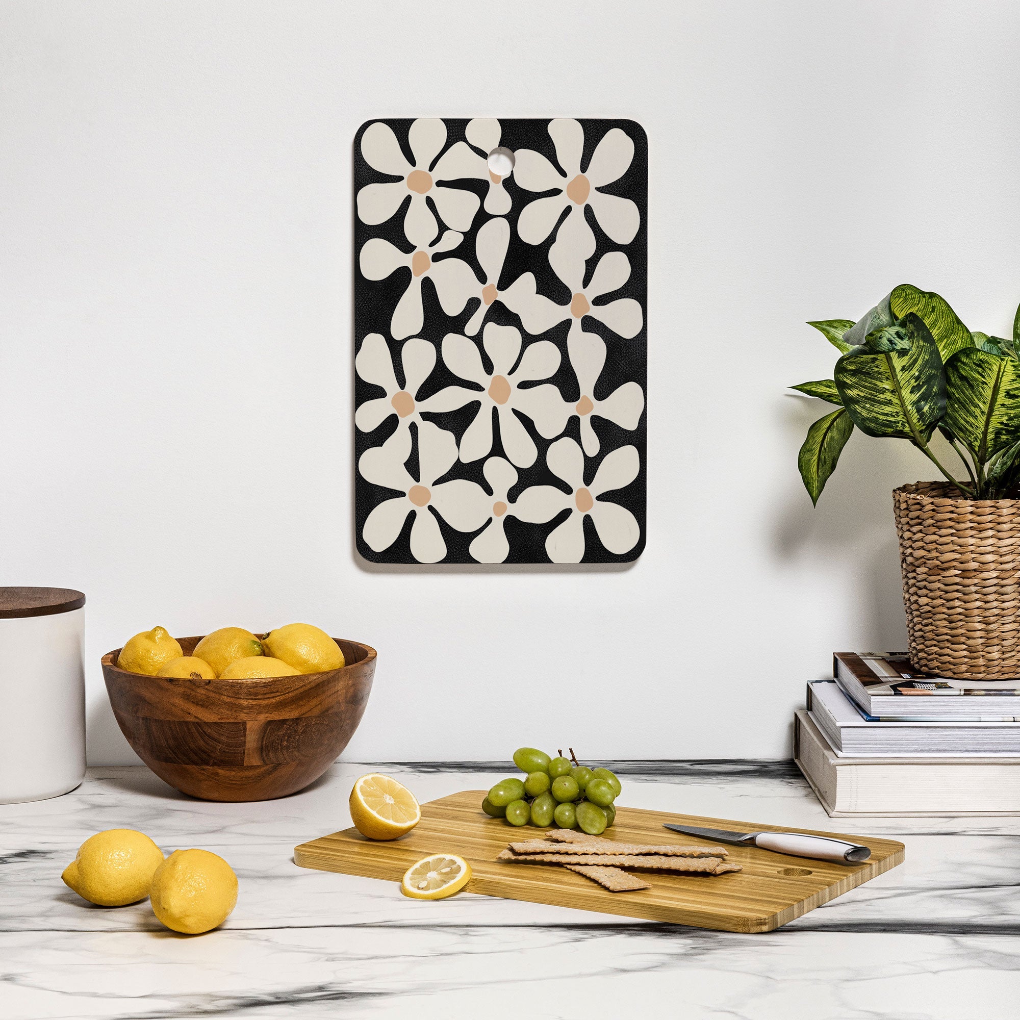 DorisciciArt Midnight Bohemian Floral Cutting Board Rectangle