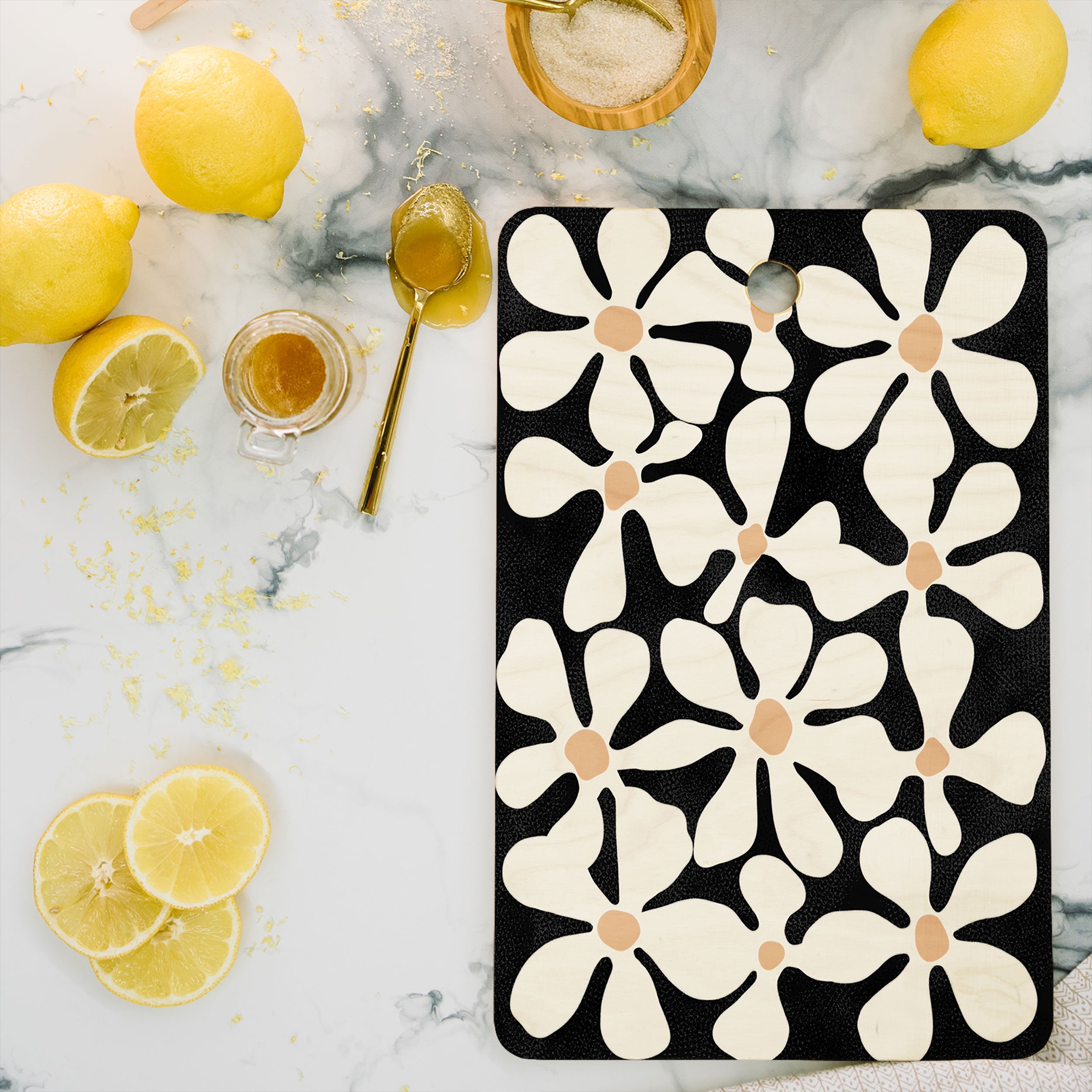DorisciciArt Midnight Bohemian Floral Cutting Board Rectangle