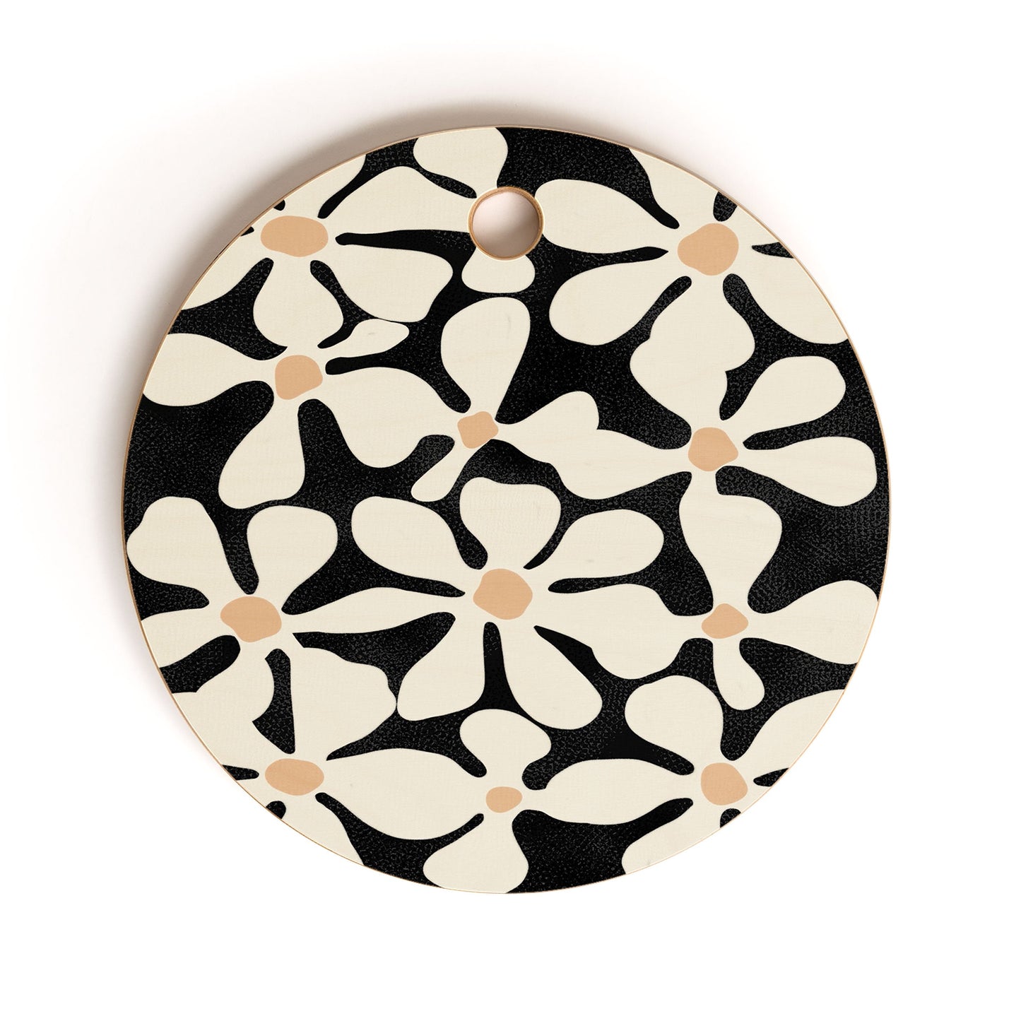 DorisciciArt Midnight Bohemian Floral Cutting Board Round