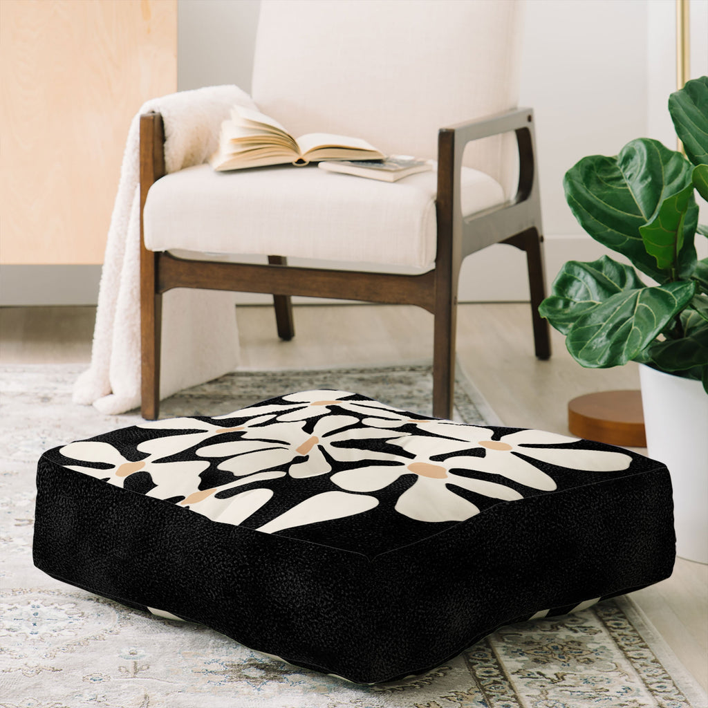 DorisciciArt Midnight Bohemian Floral Floor Pillow Square