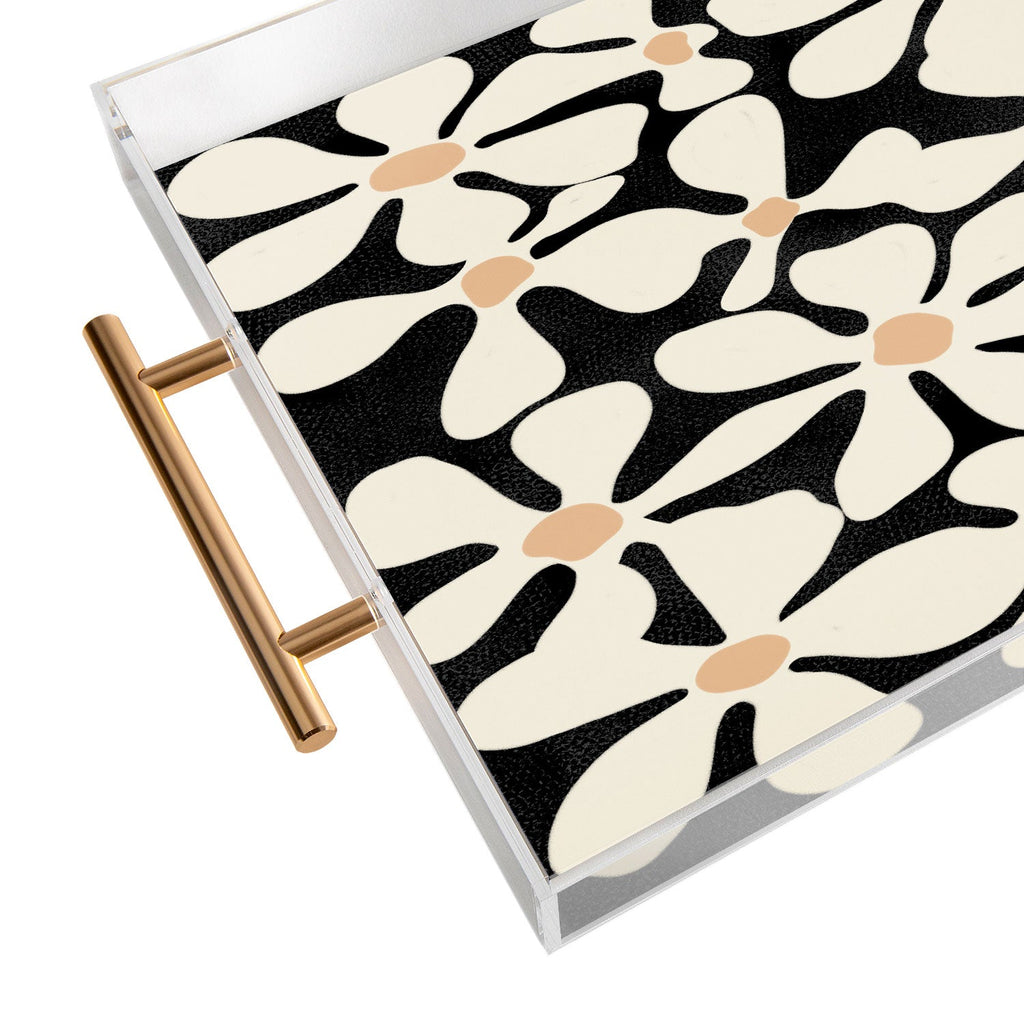 DorisciciArt Midnight Bohemian Floral Acrylic Tray