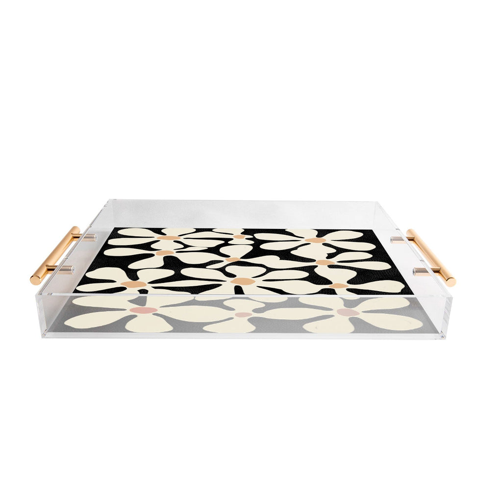 DorisciciArt Midnight Bohemian Floral Acrylic Tray