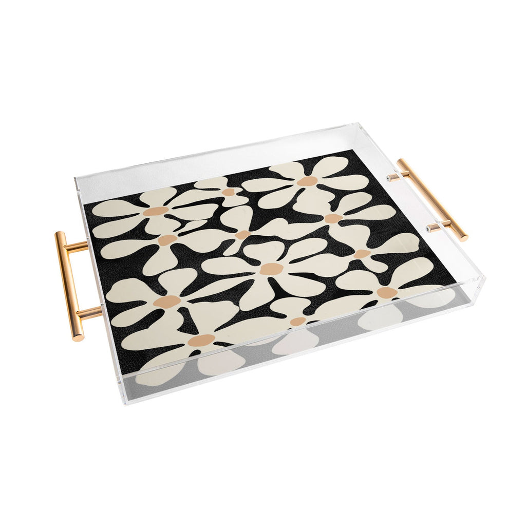 DorisciciArt Midnight Bohemian Floral Acrylic Tray