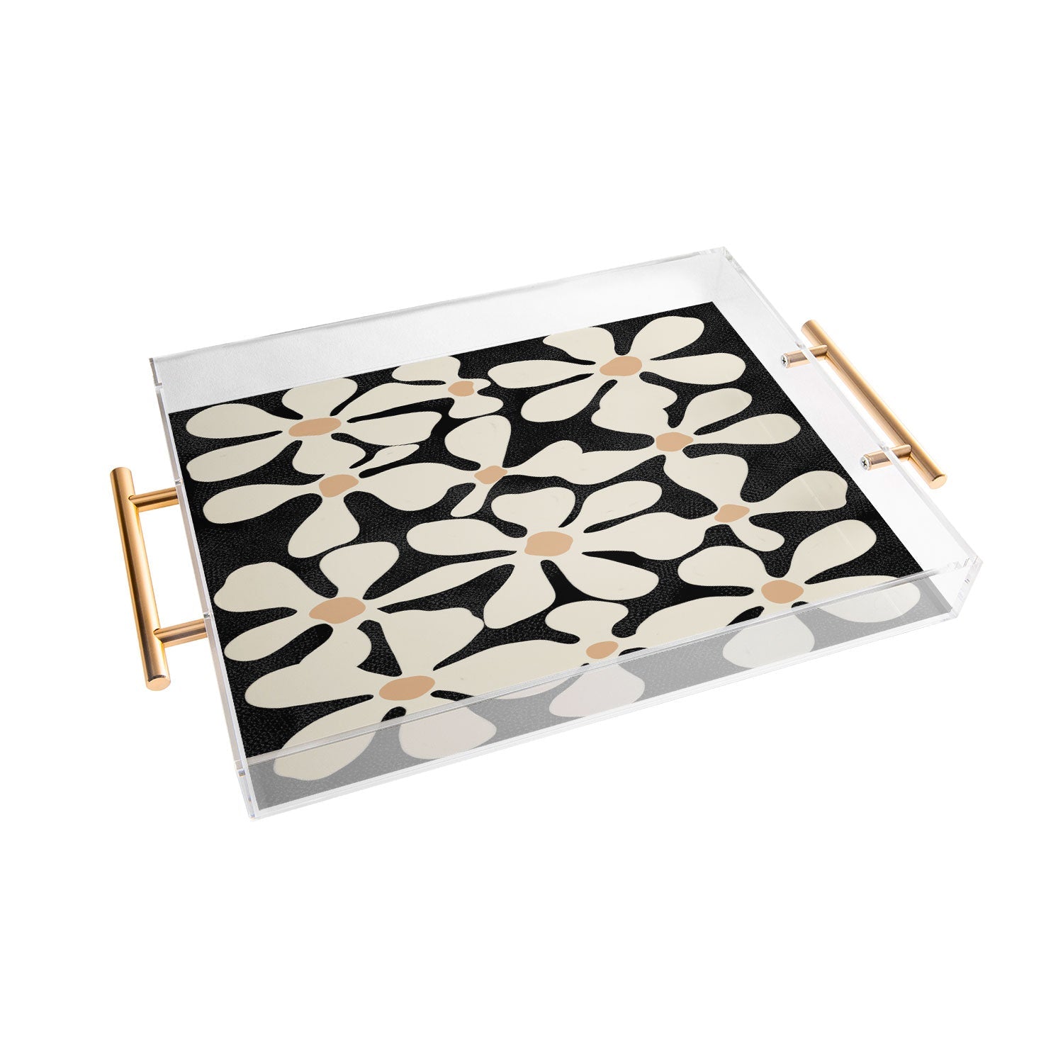 DorisciciArt Midnight Bohemian Floral Acrylic Tray