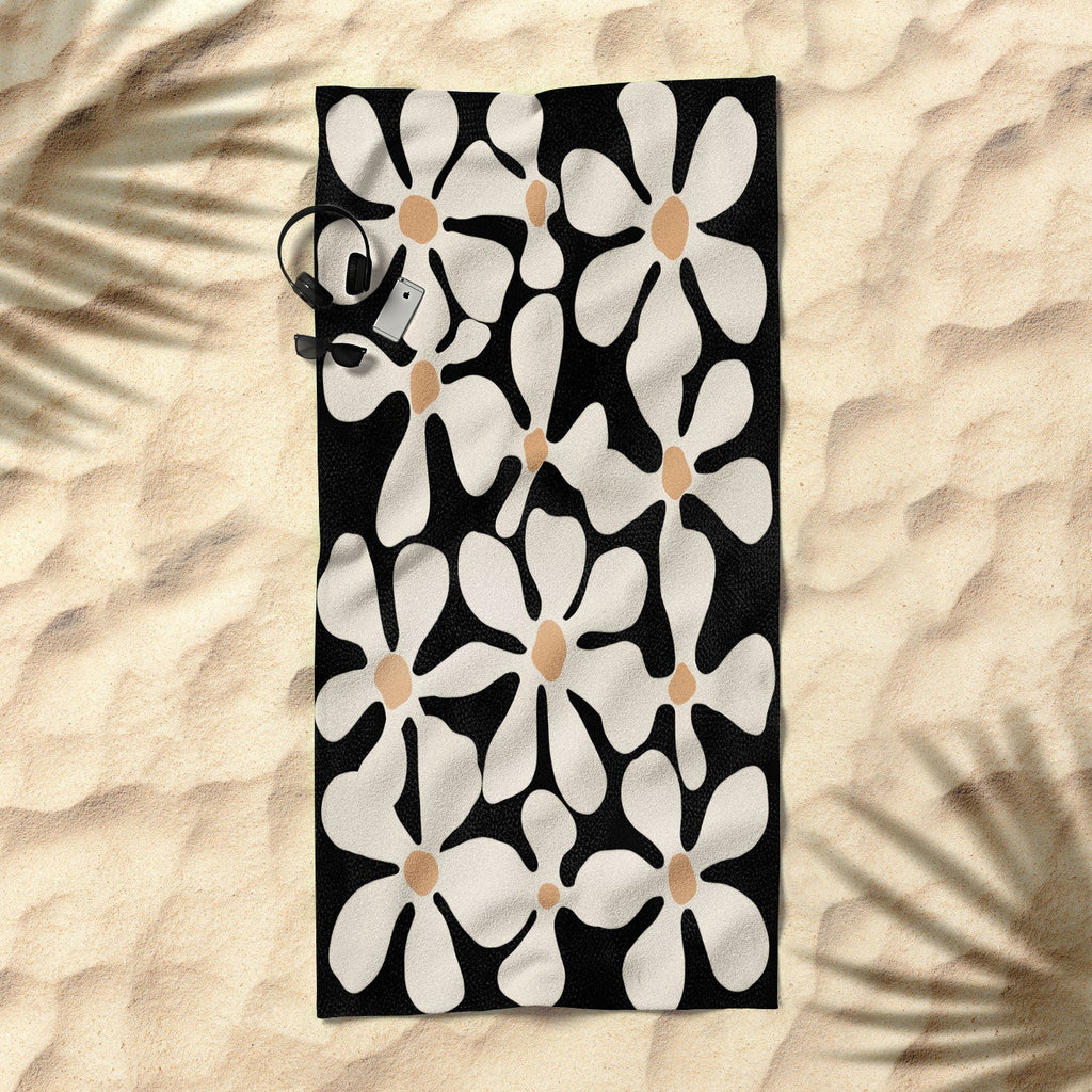 DorisciciArt Midnight Bohemian Floral Beach Towel