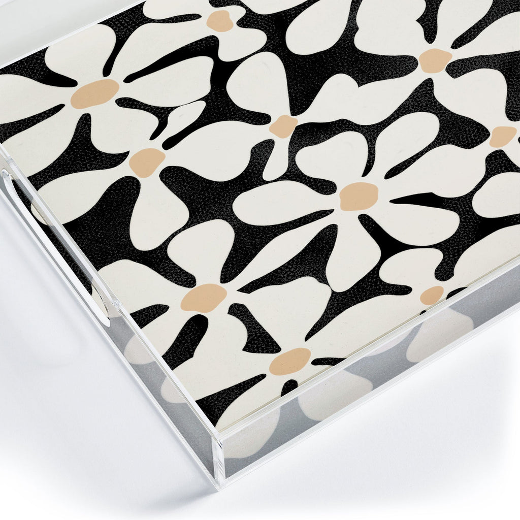 DorisciciArt Midnight Bohemian Floral Acrylic Tray