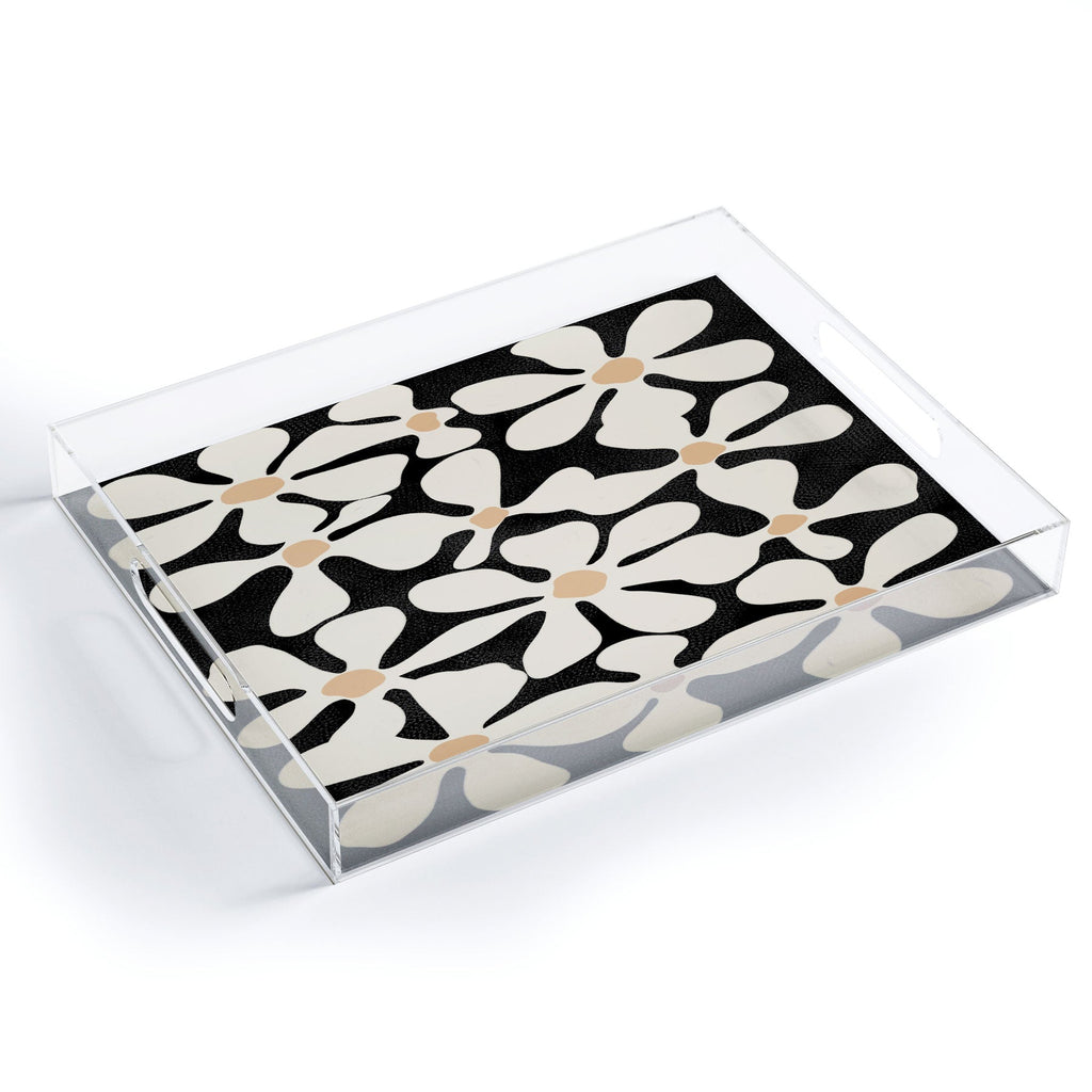 DorisciciArt Midnight Bohemian Floral Acrylic Tray