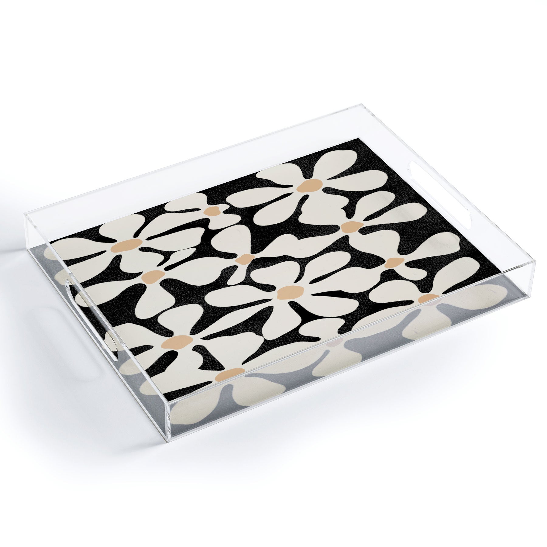 DorisciciArt Midnight Bohemian Floral Acrylic Tray
