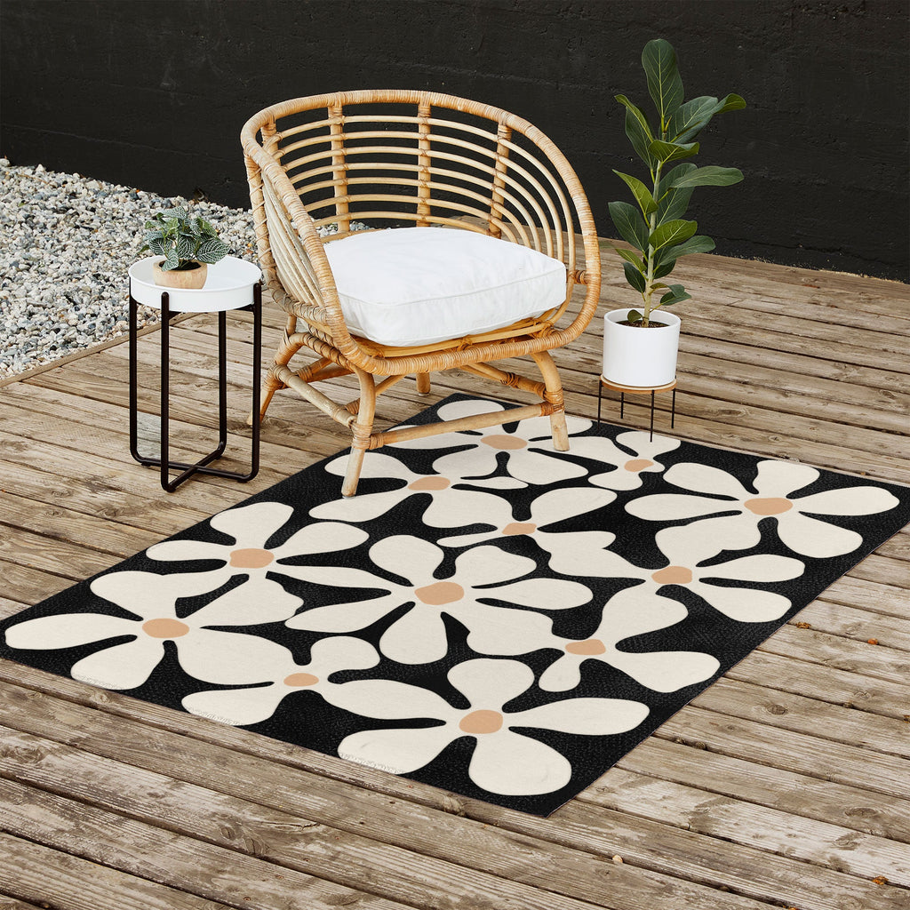 DorisciciArt Midnight Bohemian Floral Outdoor Rug