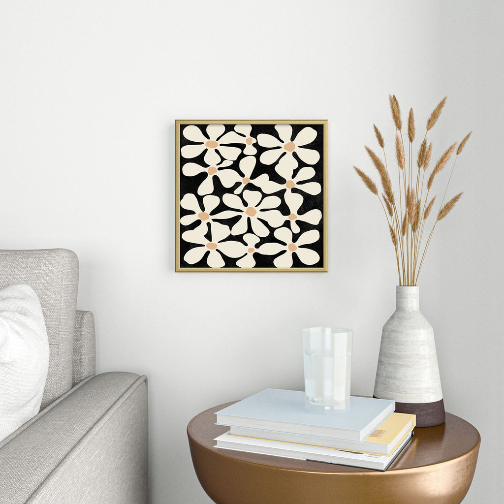 DorisciciArt Midnight Bohemian Floral Square Metal Framed Art Print