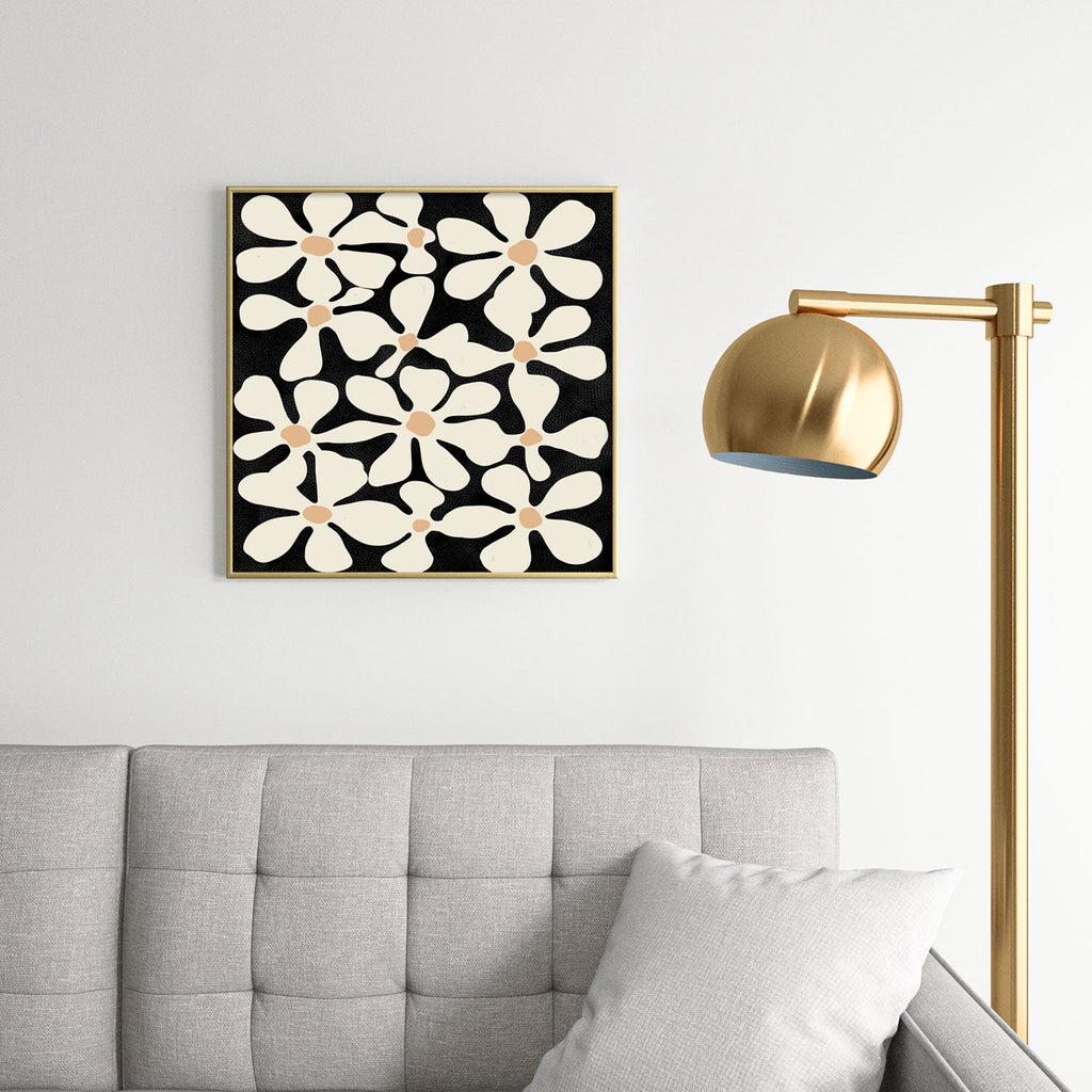 DorisciciArt Midnight Bohemian Floral Square Metal Framed Art Print