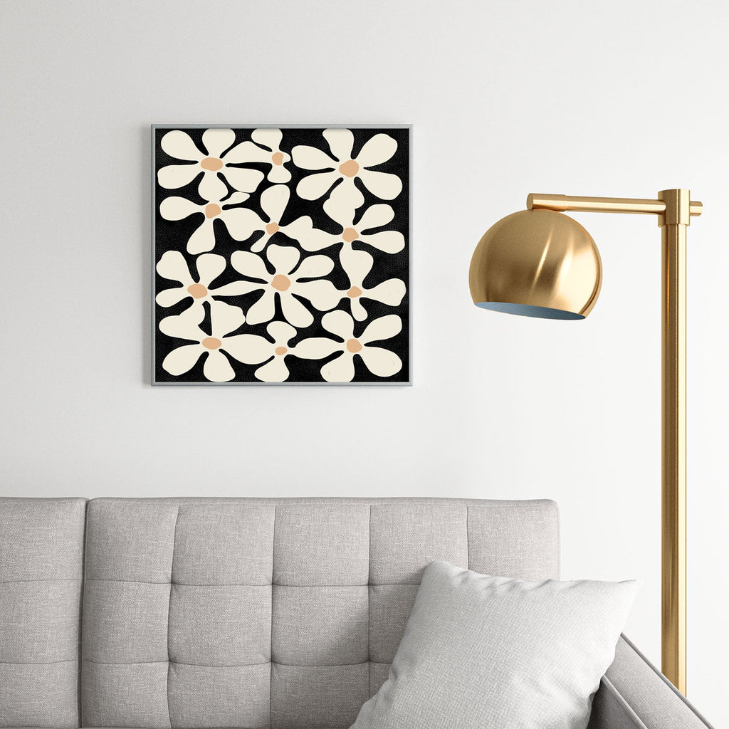 DorisciciArt Midnight Bohemian Floral Square Metal Framed Art Print