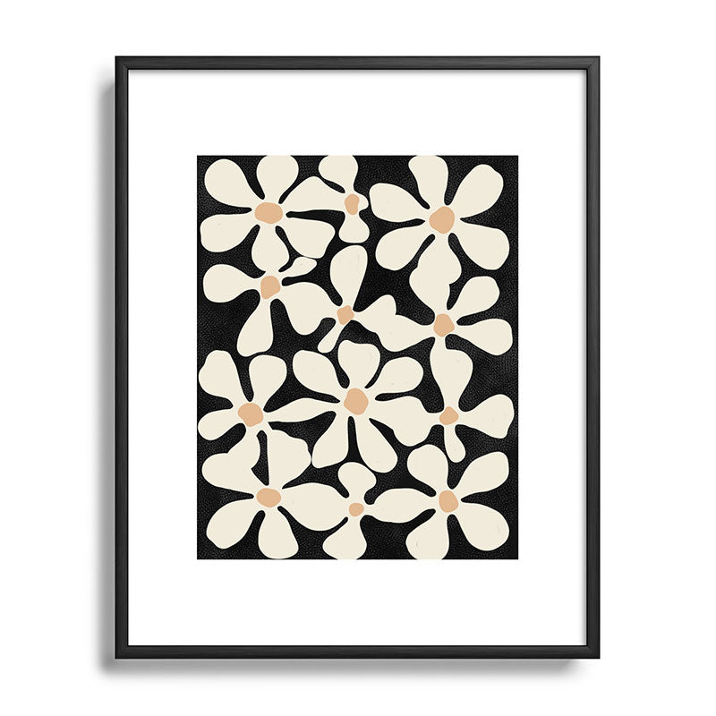 DorisciciArt Midnight Bohemian Floral Metal Framed Art Print