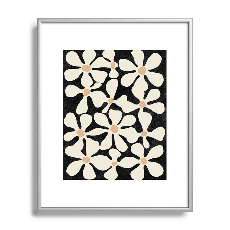 DorisciciArt Midnight Bohemian Floral Metal Framed Art Print