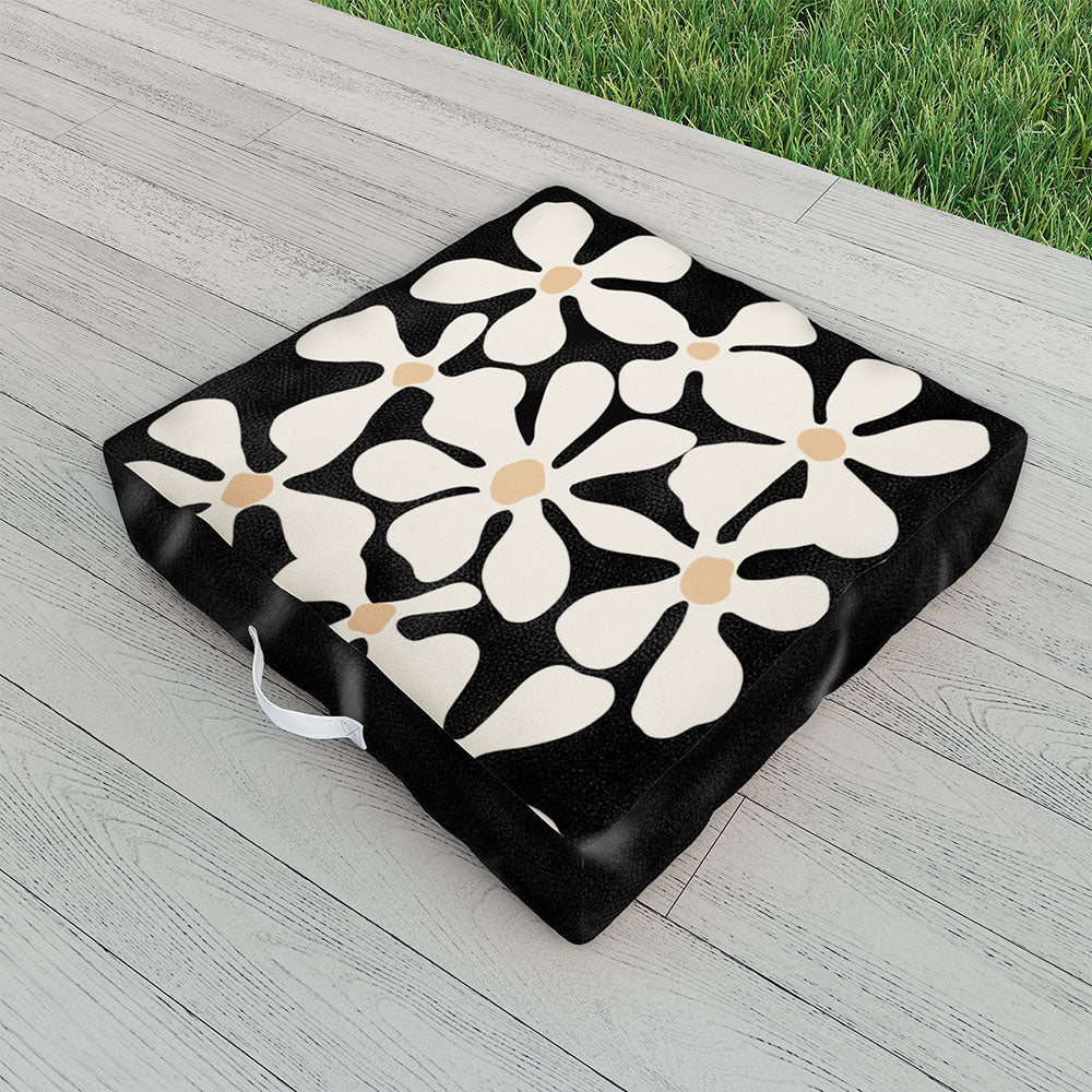 DorisciciArt Midnight Bohemian Floral Outdoor Floor Cushion