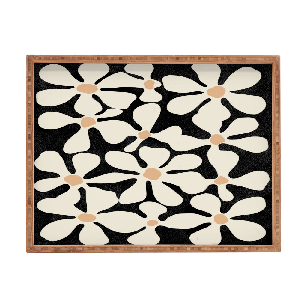 DorisciciArt Midnight Bohemian Floral Rectangular Tray