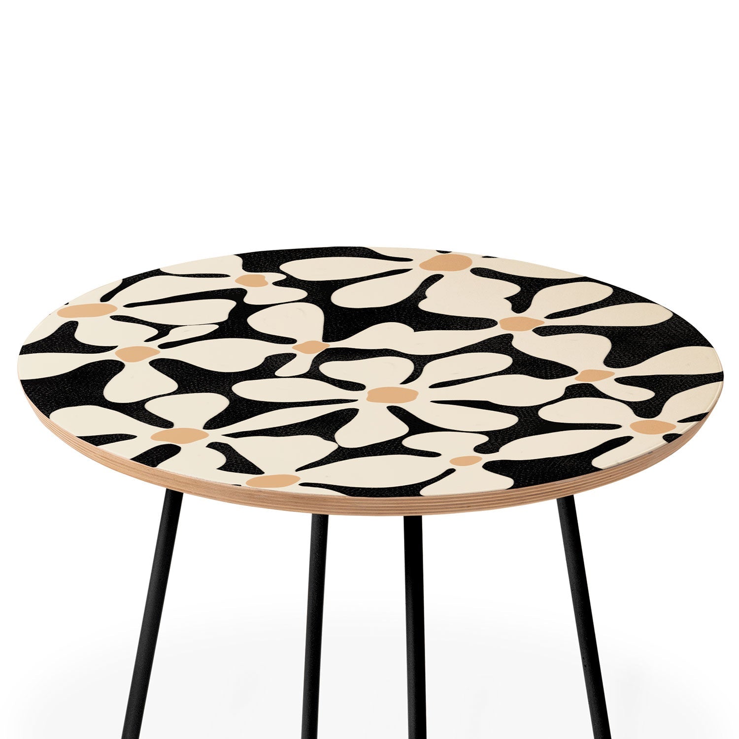 DorisciciArt Midnight Bohemian Floral Round Side Table