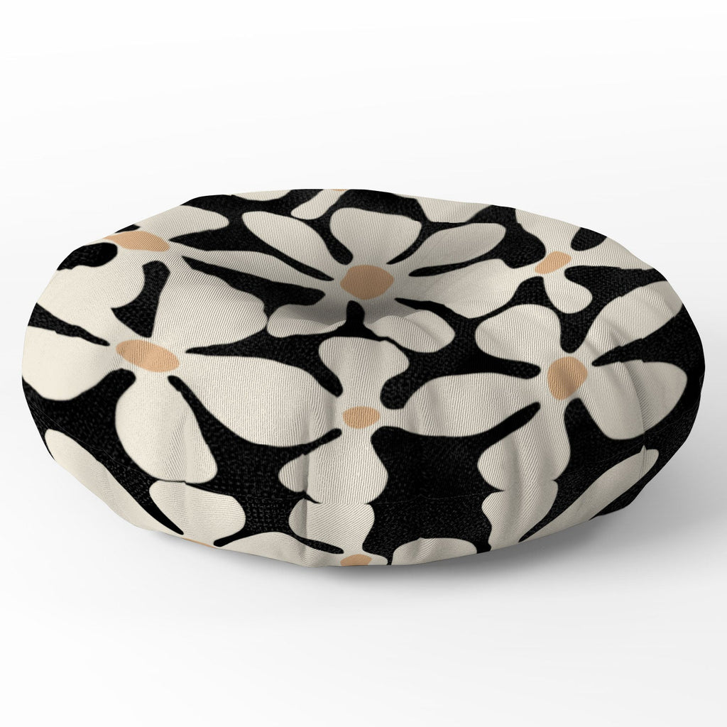 DorisciciArt Midnight Bohemian Floral Floor Pillow Round