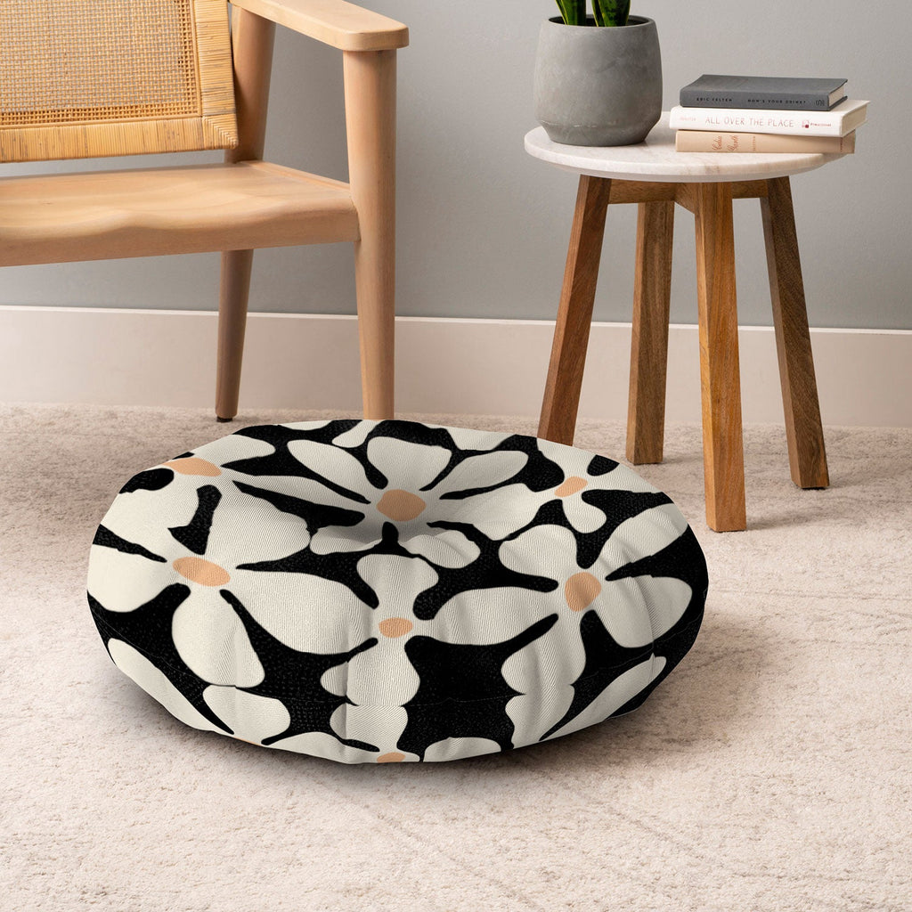 DorisciciArt Midnight Bohemian Floral Floor Pillow Round