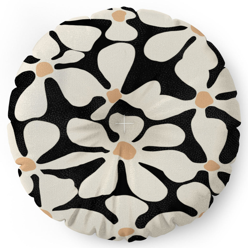 DorisciciArt Midnight Bohemian Floral Floor Pillow Round