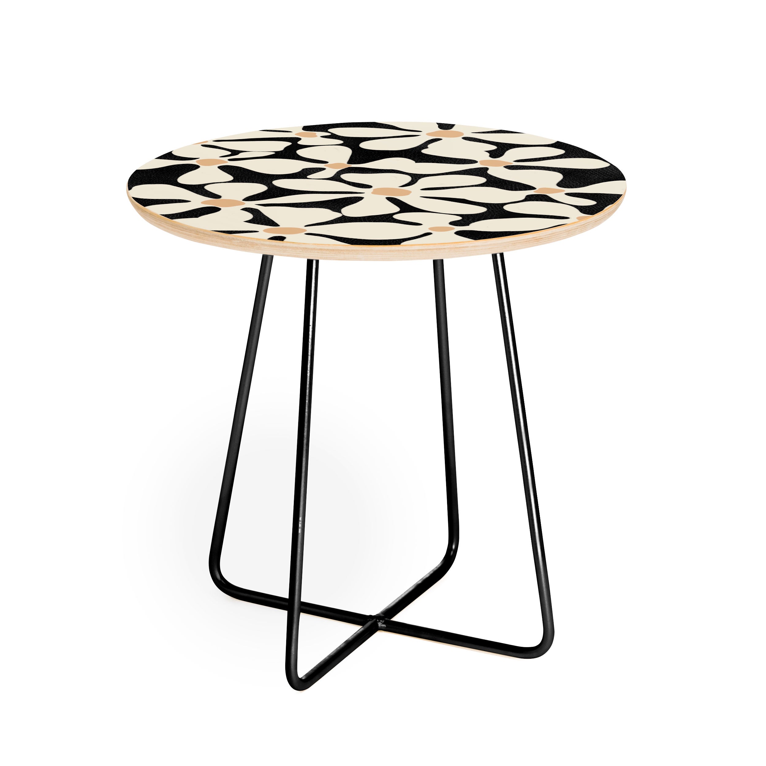 DorisciciArt Midnight Bohemian Floral Round Side Table