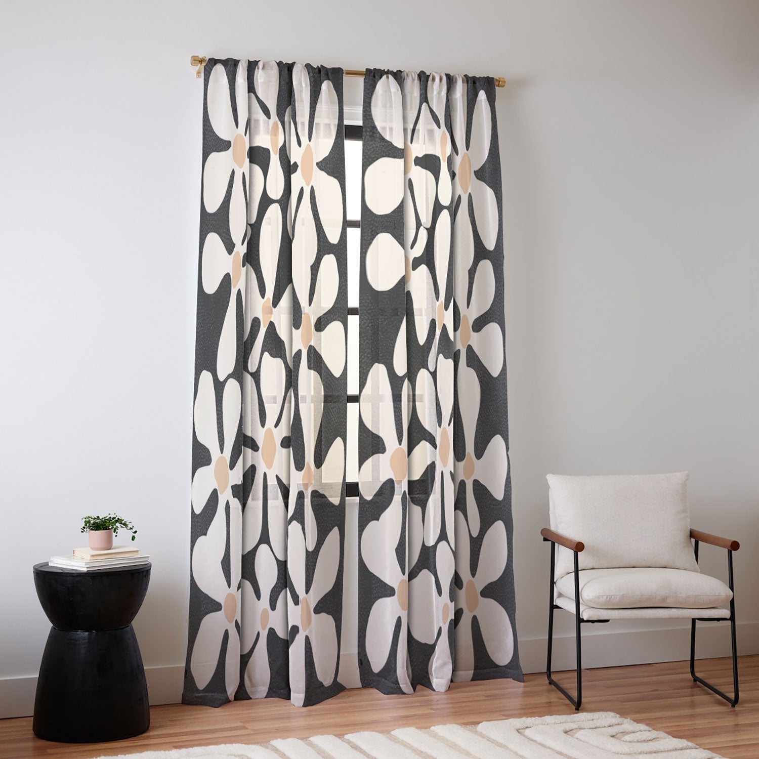 DorisciciArt Midnight Bohemian Floral Sheer Non Repeat