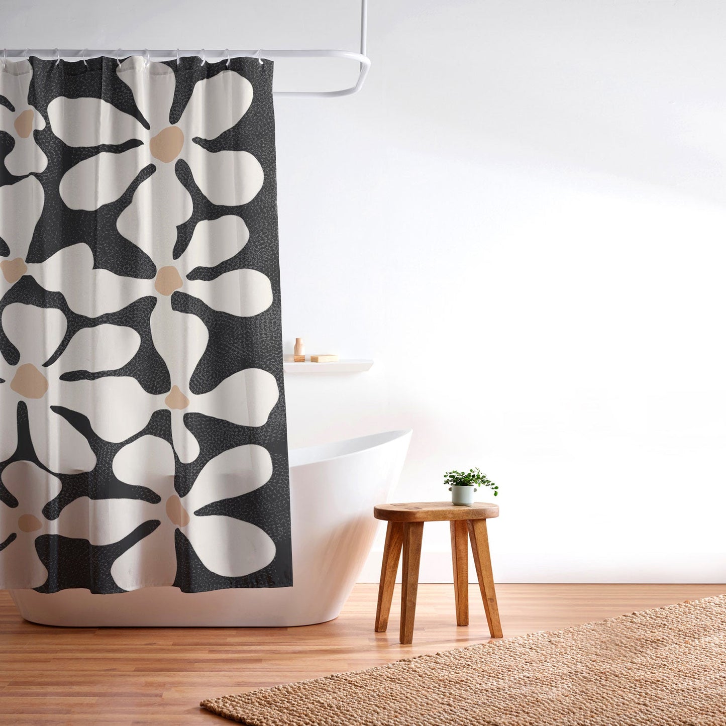 DorisciciArt Midnight Bohemian Floral Shower Curtain