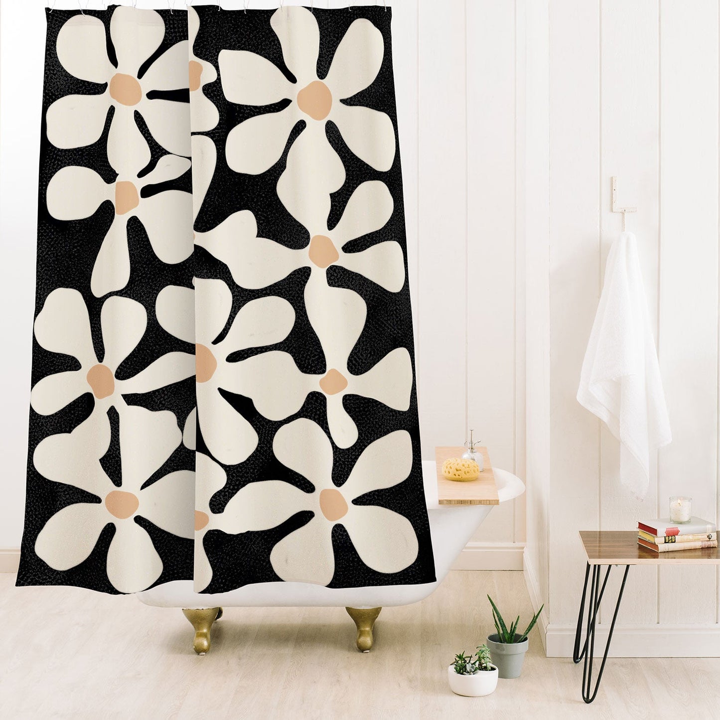 DorisciciArt Midnight Bohemian Floral Shower Curtain