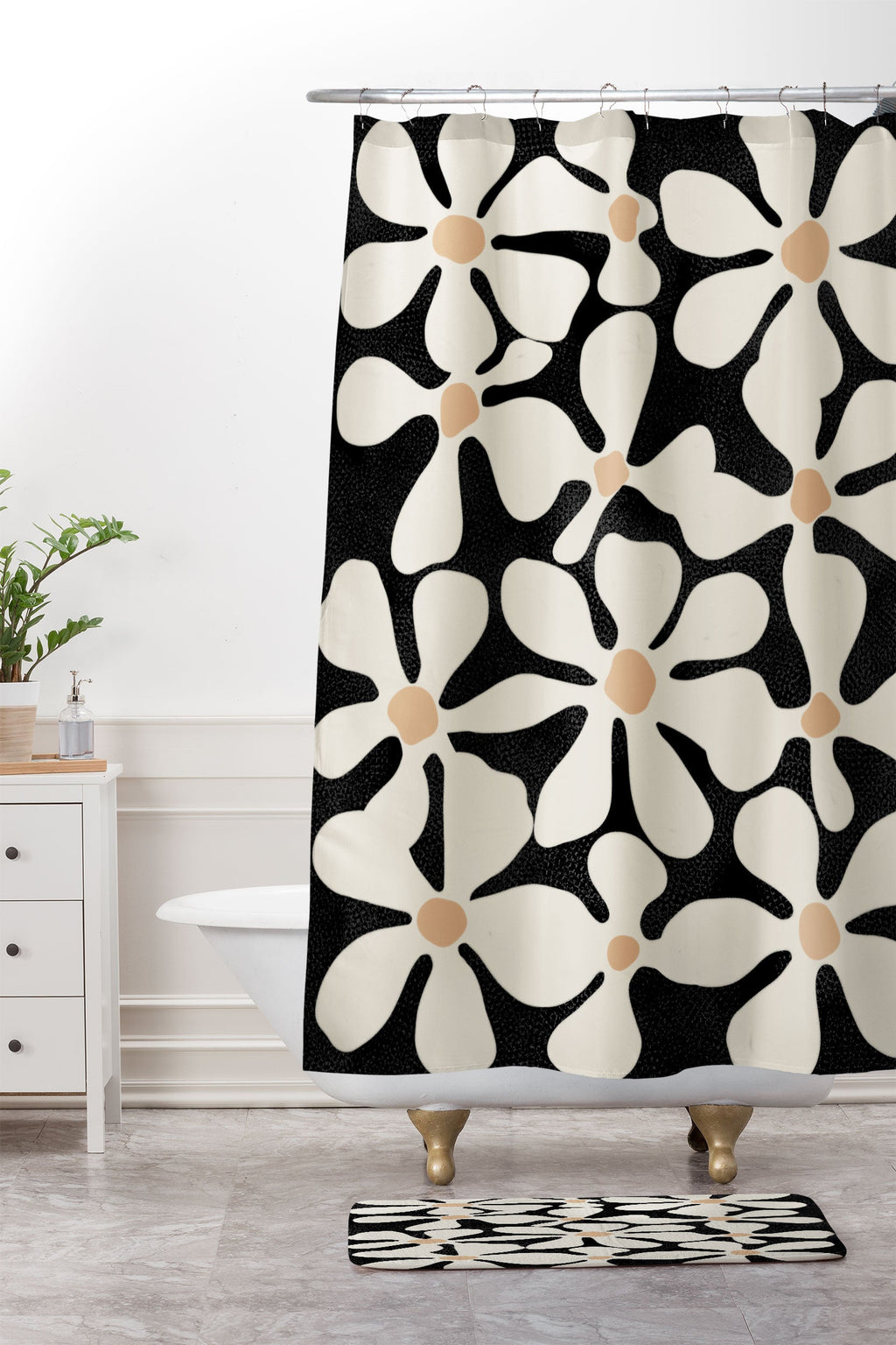 DorisciciArt Midnight Bohemian Floral Memory Foam Bath Mat