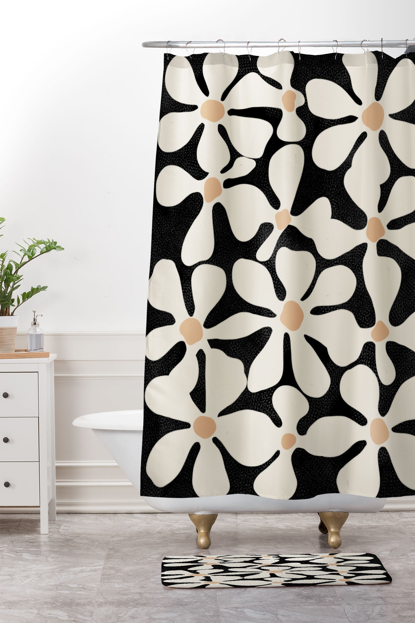 DorisciciArt Midnight Bohemian Floral Memory Foam Bath Mat