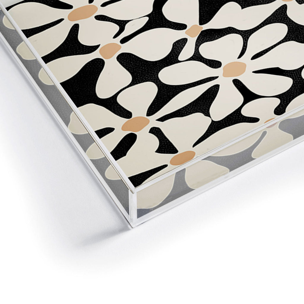 DorisciciArt Midnight Bohemian Floral Acrylic Tray