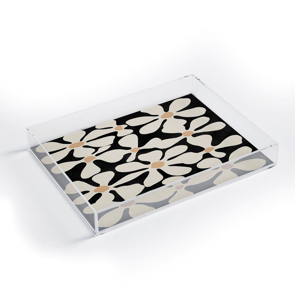 DorisciciArt Midnight Bohemian Floral Acrylic Tray