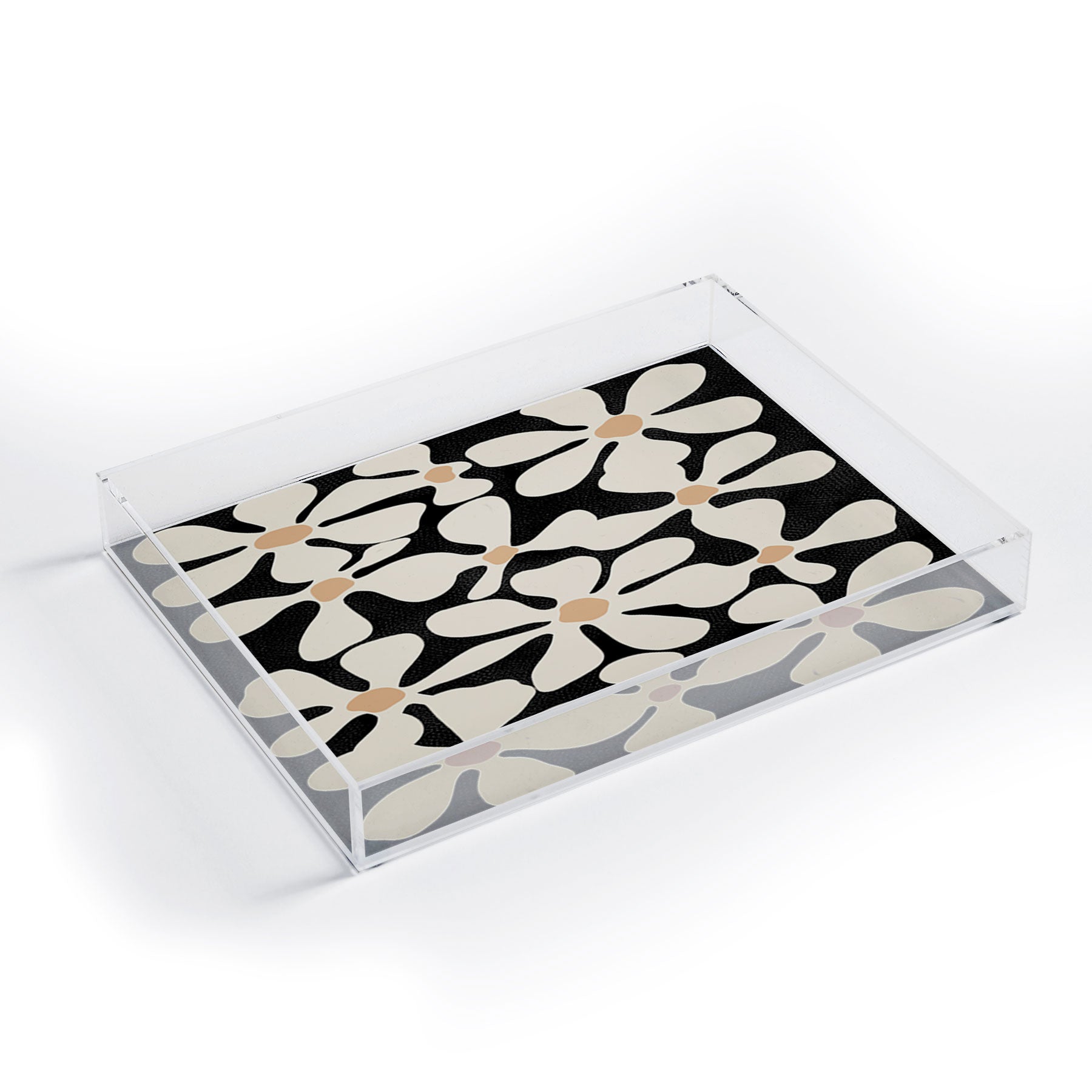 DorisciciArt Midnight Bohemian Floral Acrylic Tray