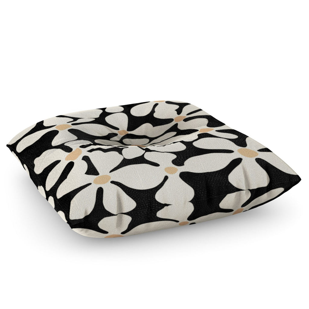 DorisciciArt Midnight Bohemian Floral Floor Pillow Square