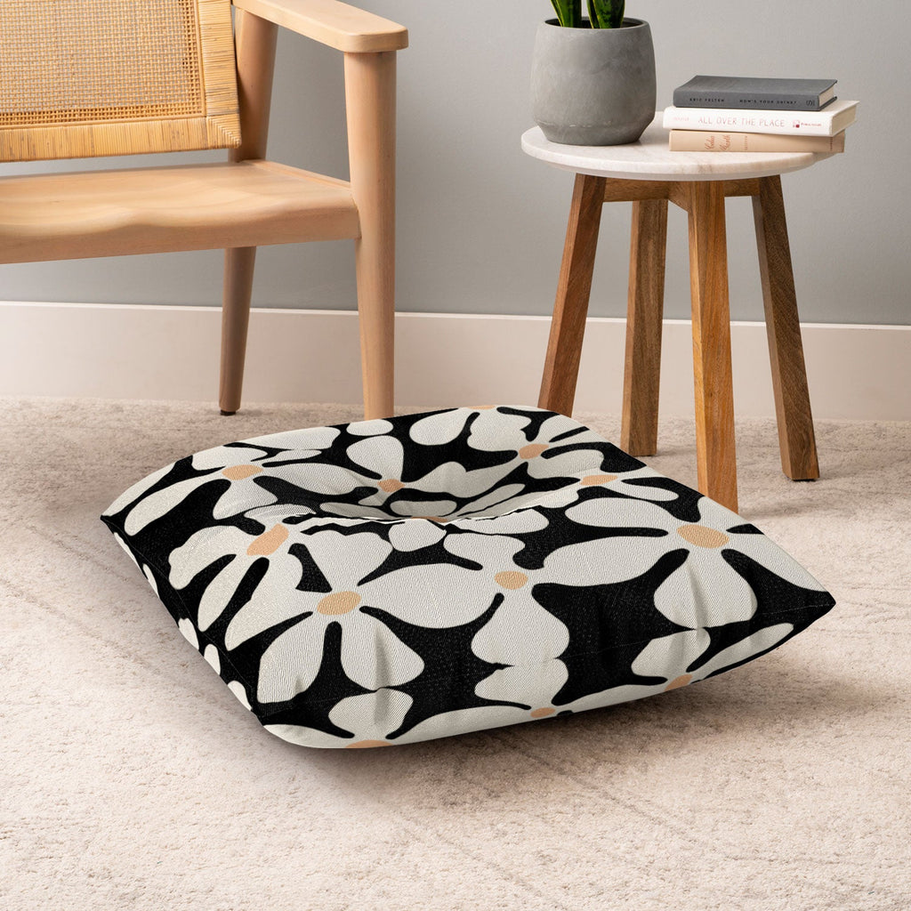 DorisciciArt Midnight Bohemian Floral Floor Pillow Square