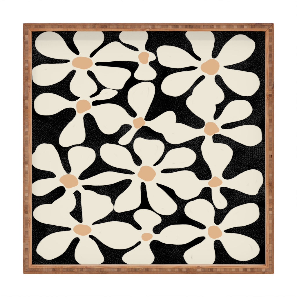 DorisciciArt Midnight Bohemian Floral Square Tray