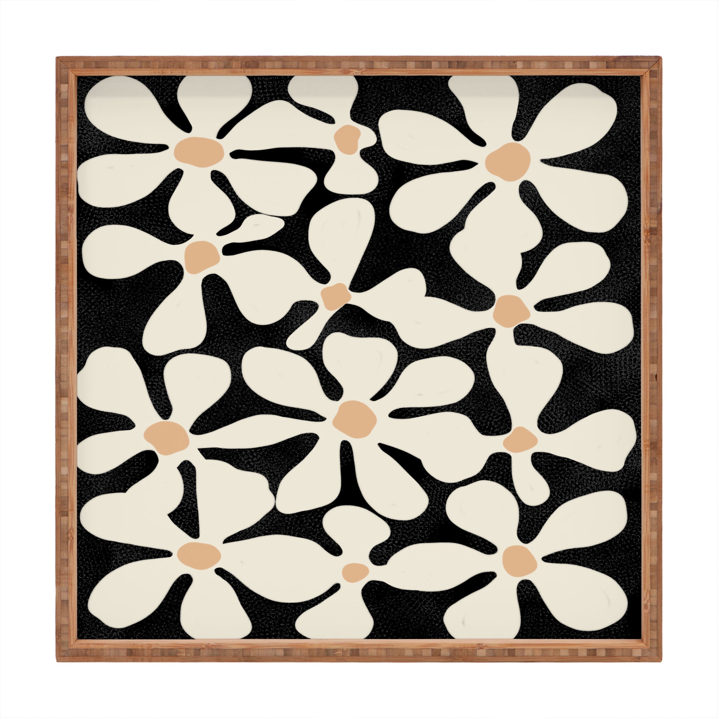 DorisciciArt Midnight Bohemian Floral Square Tray