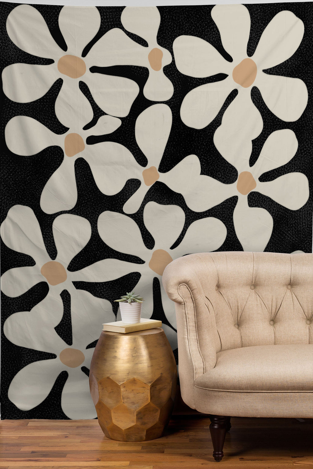DorisciciArt Midnight Bohemian Floral Tapestry