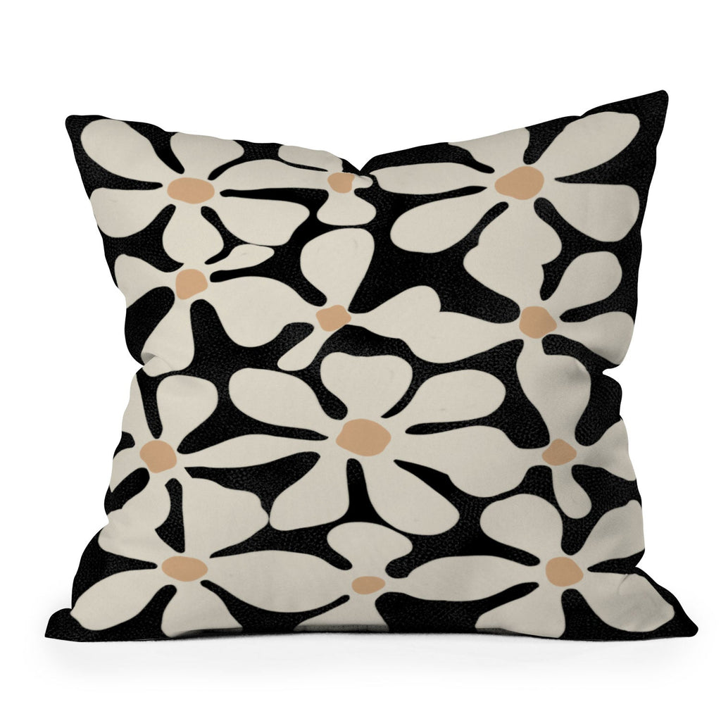 DorisciciArt Midnight Bohemian Floral Outdoor Throw Pillow