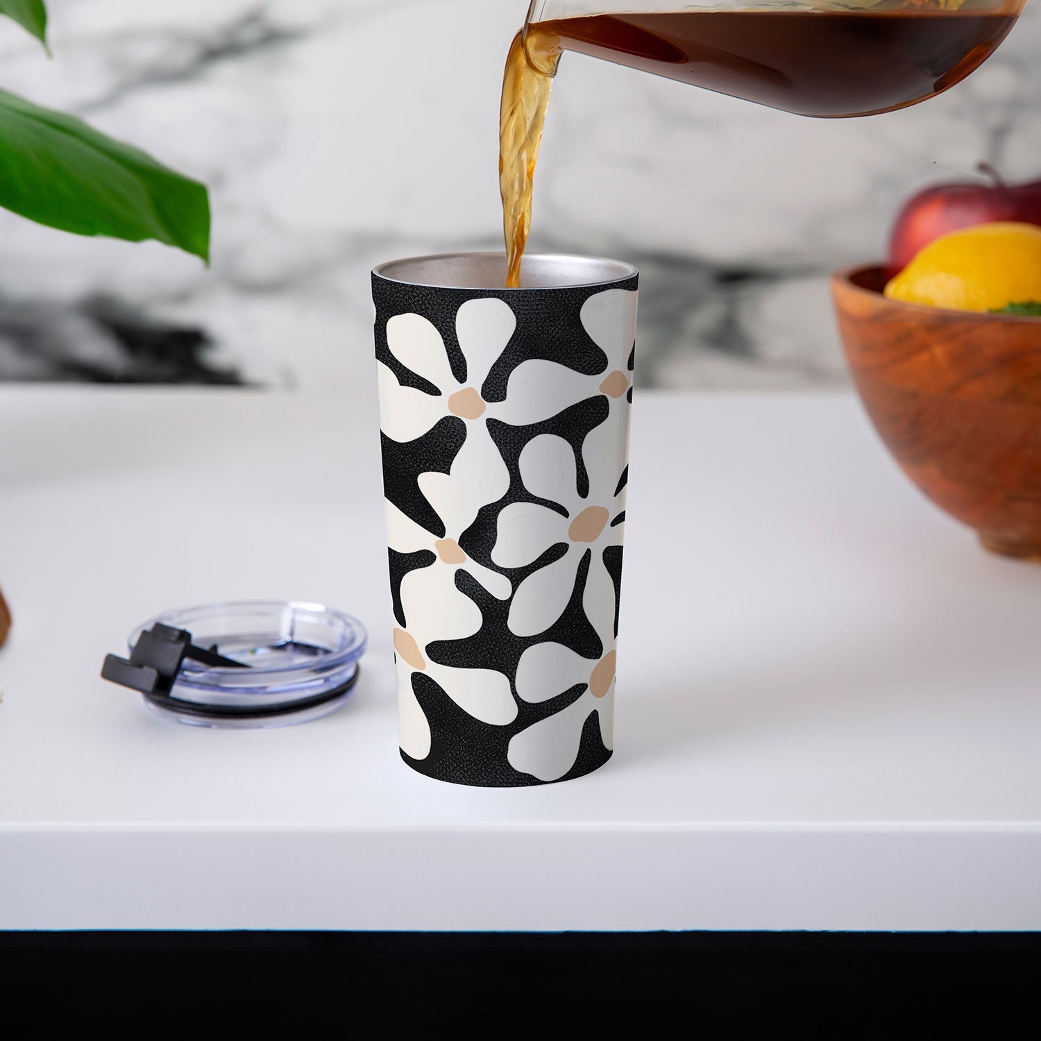 DorisciciArt Midnight Bohemian Floral Travel Mug