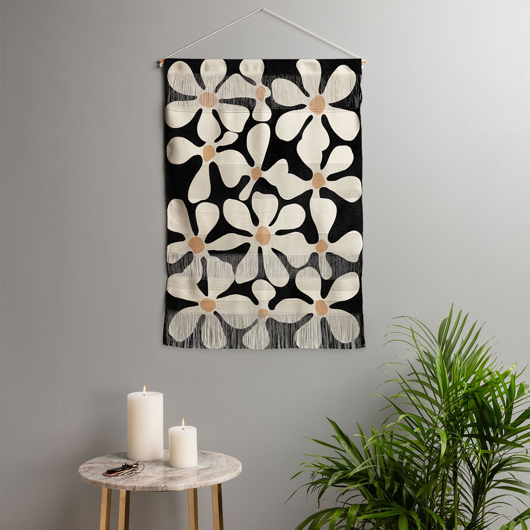DorisciciArt Midnight Bohemian Floral Wall Hanging Portrait