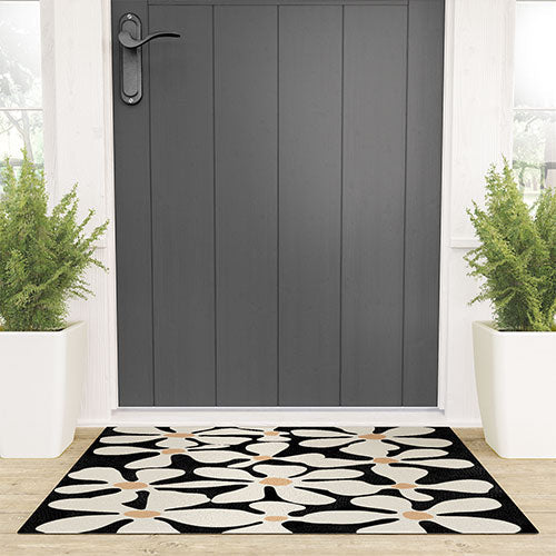 DorisciciArt Midnight Bohemian Floral Welcome Mat
