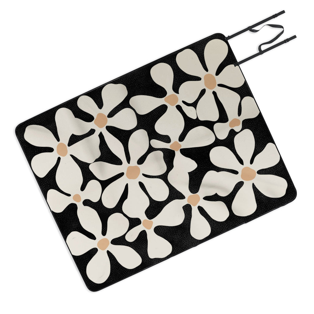 DorisciciArt Midnight Bohemian Floral Picnic Blanket
