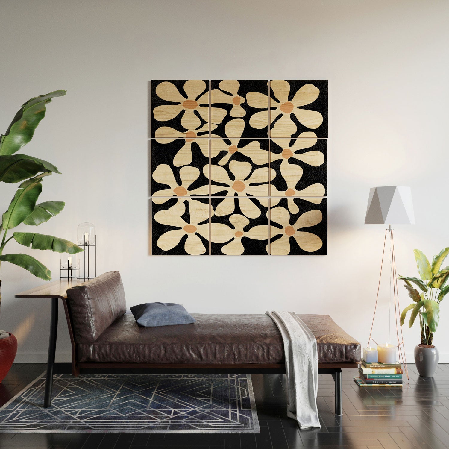 DorisciciArt Midnight Bohemian Floral Wood Wall Mural